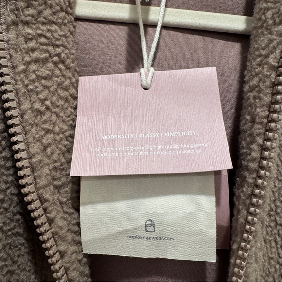 NWT NAP Loungewear Oversized Terry Fleece Zip Up Hooded Jacket Cozy Brown Sz M - Picture 12 of 15